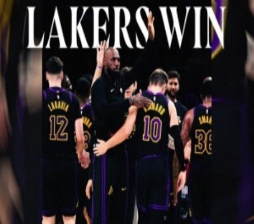 很应景！湖人发布赢球海报：封面为领袖詹姆斯鼓励众将瞬间