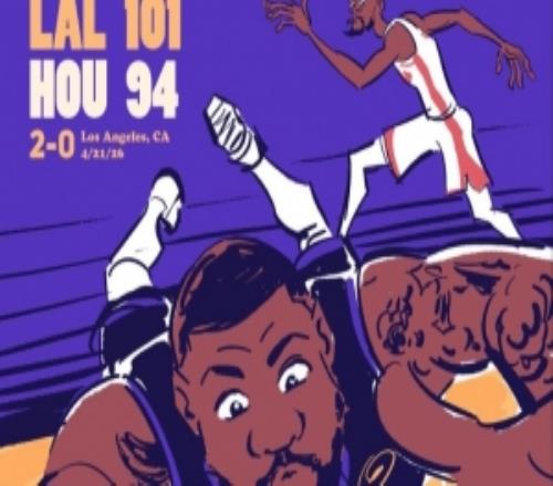 插畫師為湖人G2贏球作畫：斯瑪特倒地拼命救球杜蘭特成背景