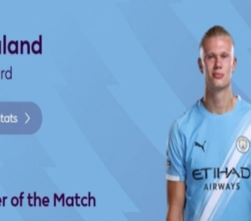 打入制勝球！英超官方：哈蘭德當(dāng)選曼城10伯恩利全場(chǎng)最佳球員