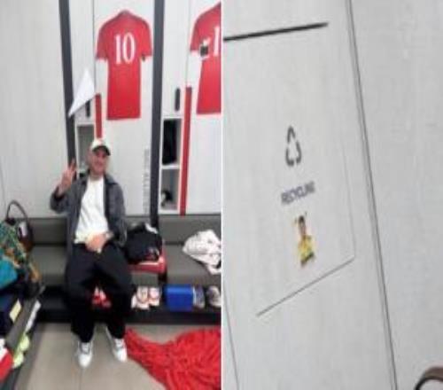 調侃還是懷念利物浦更衣室有迪亞斯大頭貼，但被貼在垃圾回收箱