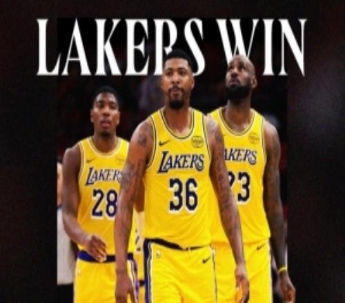 C位当之无愧！湖人赢球海报：詹姆斯和八村塁站在斯玛特左右