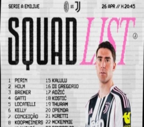 尤文客戰(zhàn)米蘭名單：伊爾迪茲在列，弗拉霍維奇、佩林、阿季奇回歸