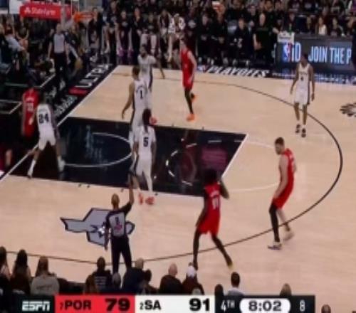 不想钓鱼！霍勒迪和西索科相继三分轰进开拓者追到9分打停马刺