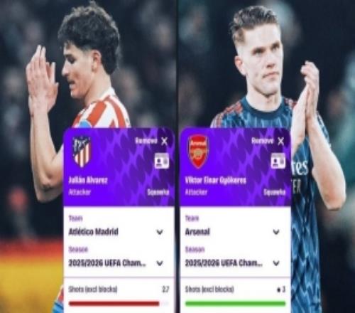 歐冠場均數(shù)據(jù)對比約克雷斯造犯規(guī)、禁區(qū)觸球更多小蜘蛛多項占優(yōu)