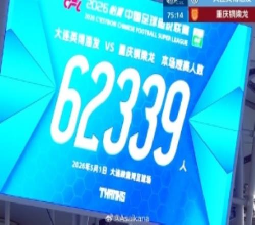 今晚英博vs銅梁龍，大連梭魚(yú)灣足球場(chǎng)現(xiàn)場(chǎng)62339人暫排中超歷史第3