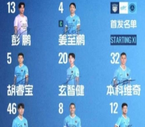 深圳新鵬城客戰(zhàn)上海海港首發(fā)陣容出爐！