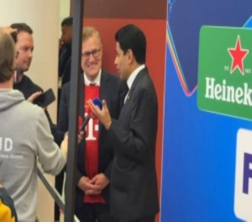 相互尊重！賽后巴黎主席納賽爾與拜仁CEO德雷森擁抱致意
