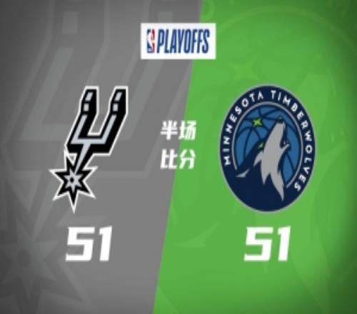 半場戰(zhàn)報馬刺戰(zhàn)平森林狼文班亞馬16+9愛德華茲19+9
