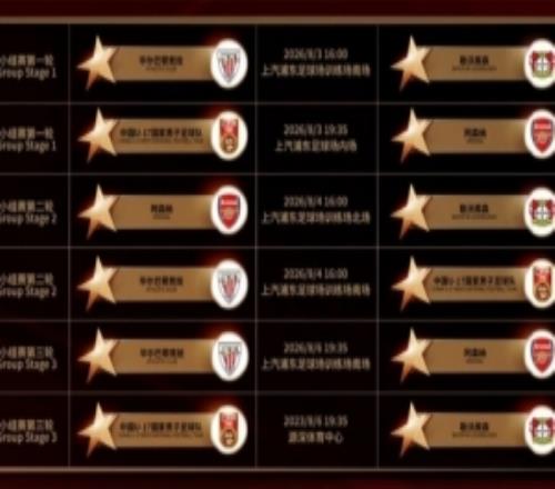 U17國(guó)足將參加明日之星杯，8月3日首戰(zhàn)阿森納末輪對(duì)陣?yán)瘴謳?kù)森