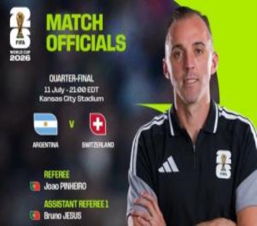 FIFA官方:皮涅罗葡萄牙裁判组执法世界杯14决赛阿根廷vs瑞士