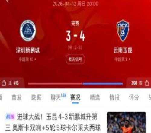 太罕見了！玉昆與新鵬城總計(jì)4次交手，3次打出43且均為玉昆取勝