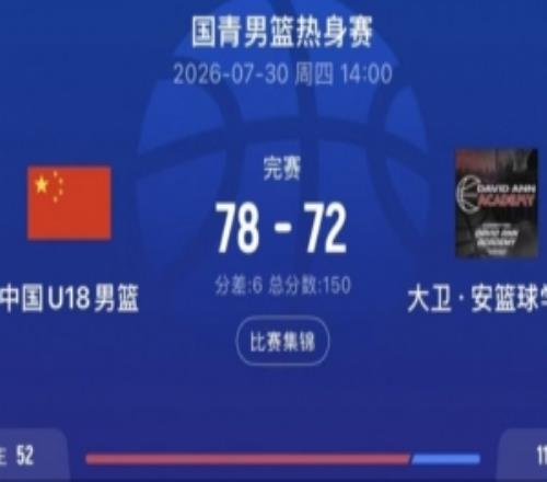 熱身賽中國(guó)U18男籃戰(zhàn)勝大衛(wèi)安籃球?qū)W院張子一16+10石洺豪16+3