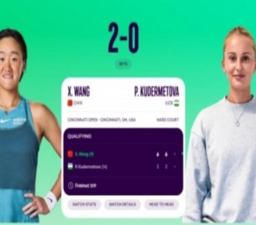 王曦雨20小库德梅托娃,晋级WTA1000辛辛那提站正赛