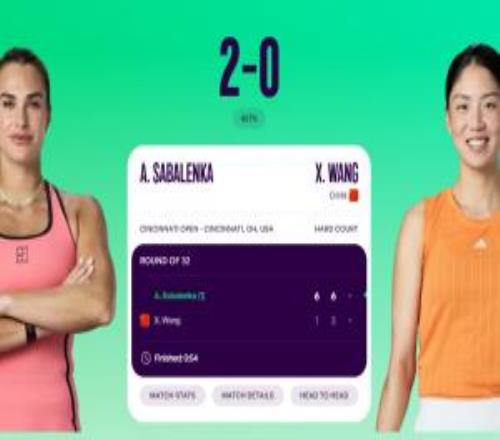 萨巴伦卡54分钟6163王欣瑜,晋级WTA1000辛辛那提站16强