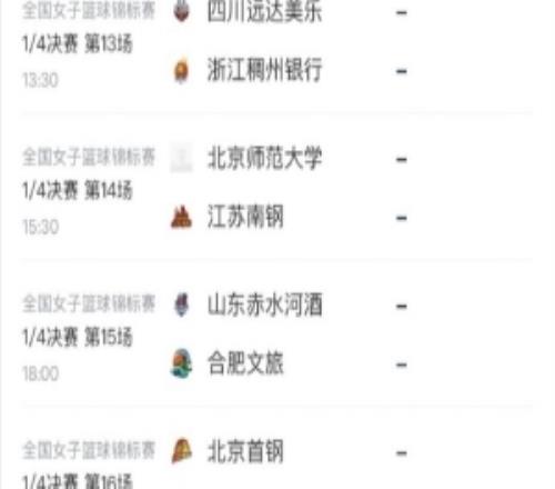 錦標賽14決賽：江蘇PK北師懸念重重京滬大戰收官