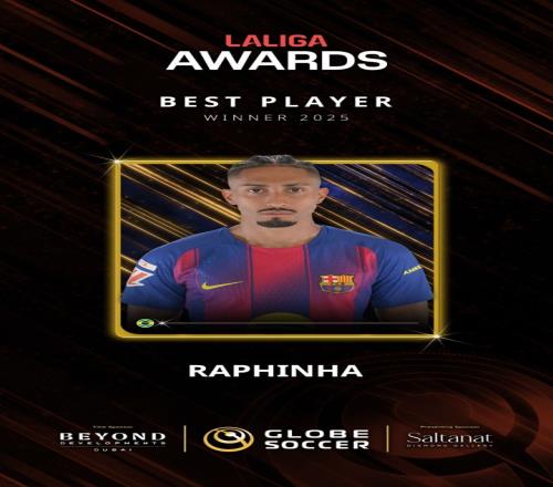 环球奖西甲最佳球员！拉菲尼亚：感谢所有人，荣誉属于巴萨大家庭