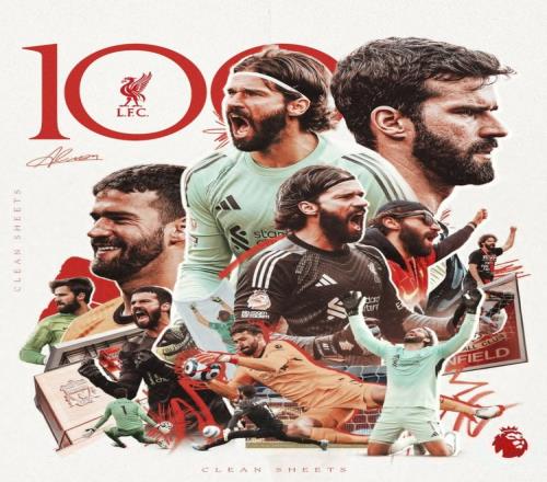 里程碑！33岁阿利松达成英超零封100场，共计出战242场联赛