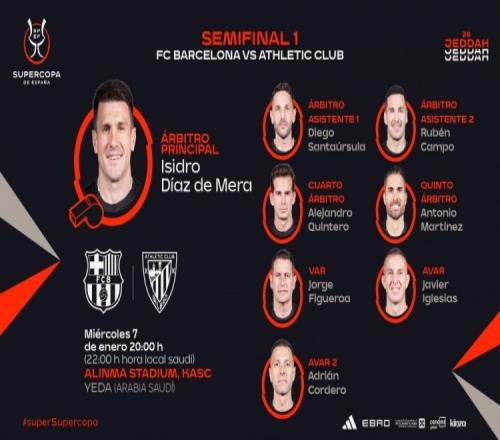 西超杯裁判安排：德梅拉执法巴萨vs毕巴，费雷尔执法皇马vs马竞