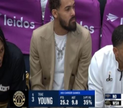 化身导师！特雷杨替补席与新东家奇才年轻球员交流经验