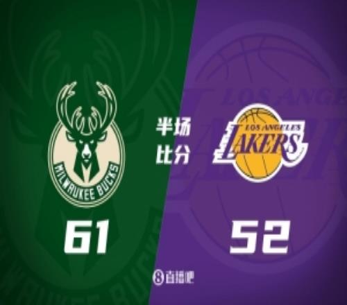 半场战报雄鹿6152领先湖人字母哥12分詹姆斯13+6东契奇12中3