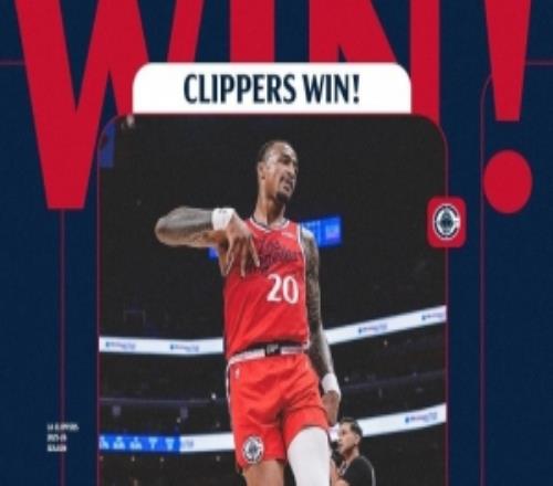 本场最佳！快船赢球海报：封面人物是25分7板4断4帽的科林斯