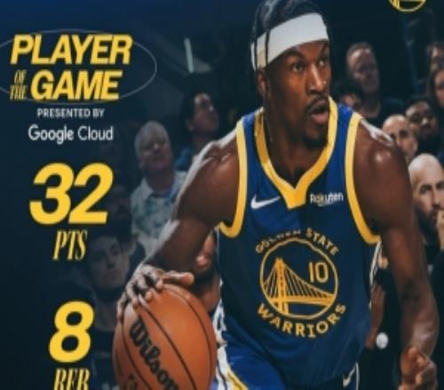 32分赛季新高！勇士官方发布本场最佳数据海报：吉米巴特勒