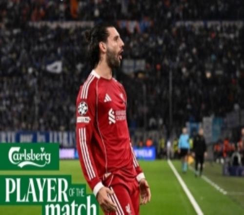 任意球建功！索博斯洛伊当选本轮欧冠利物浦队内最佳球员