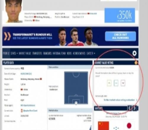普通用户可以对德转市场任何一个球员给出自己的评价和建议
