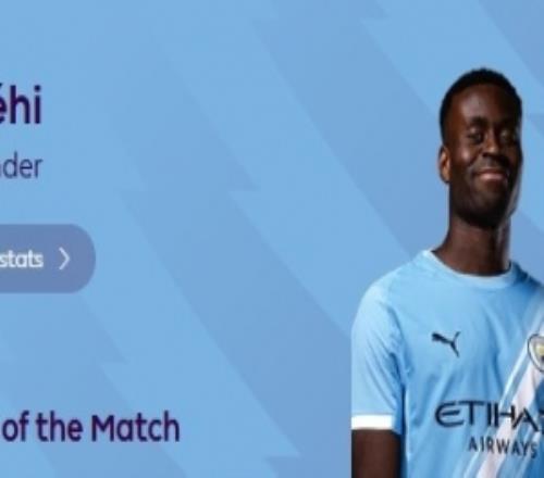 1关键传球+传球成功率93.1%，格伊当选曼城20狼队一役全场最佳