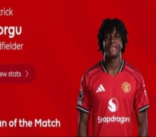 世界波破门！官方：多尔古当选阿森纳23曼联的全场最佳球员