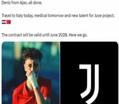 HWG！罗马诺：尤文签下阿贾克斯16岁中锋艾萨德德尼兹