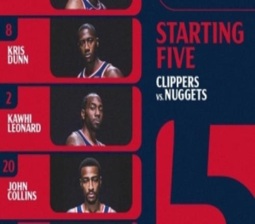 约基奇复出！快船VS掘金首发：哈登、邓恩、小卡、科林斯、祖巴茨