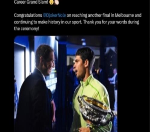 纳达尔社媒：祝贺阿卡夺得澳网，感谢德约在颁奖仪式上说的那些话
