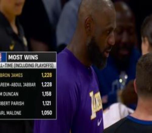 笑死！比赛还剩1分多钟转播方已经胜利给老詹算上了