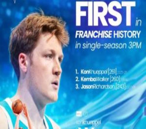 这新秀不得了！克尼佩尔单赛季已轰进261记三分创黄蜂队史新纪录