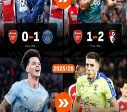 不敌曼城和圣徒！近1年时间里，阿森纳首次各项赛事遭遇连败