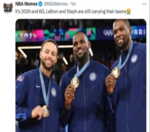 美媒：都2026年了杜兰特&詹姆斯&库里还在扛着各自的球队前行