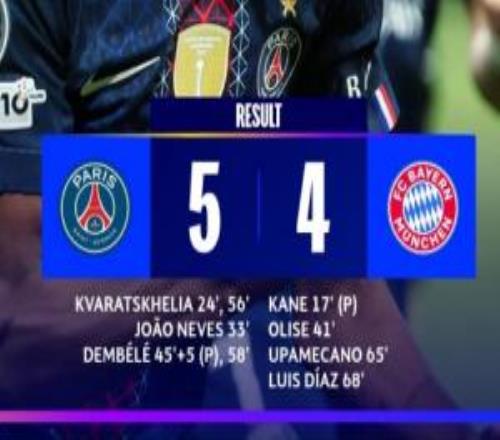 杀疯了！巴黎54拜仁双方共打进9球，刷新欧冠半决赛单场进球纪录