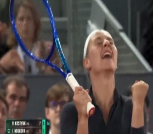 将战波塔波娃！科斯秋克20诺斯科娃，晋级WTA1000马德里站四强