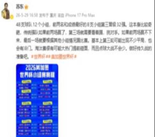 苏东：美加墨世界杯淘汰赛很可能大热门提前碰面，点球大战不会少