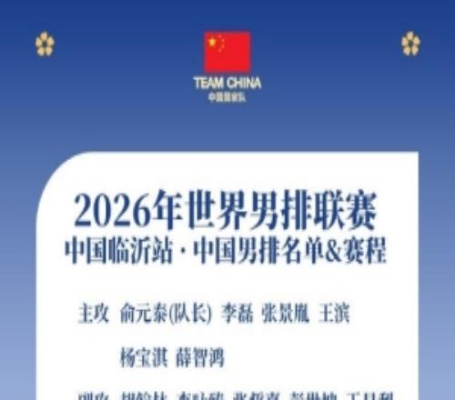 世界男排联赛临沂站中国男排名单&赛程：俞元泰领衔，6月10日首战