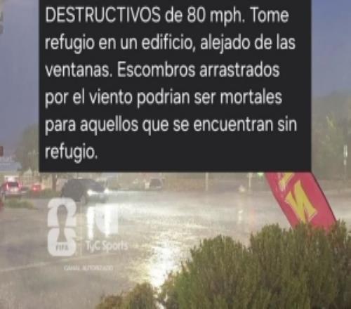 TYC:阿根廷队驻地堪萨斯州发布强风暴预警