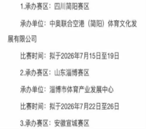 全国女篮锦标赛第一阶段赛区确定:简阳、淄博、宣城