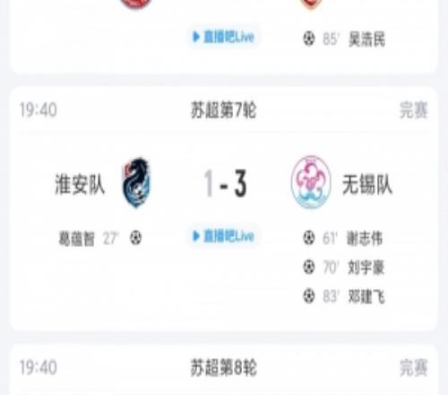 苏超综述：无锡6轮不败距榜首盐城仅1分，镇江6连败仍0分垫底
