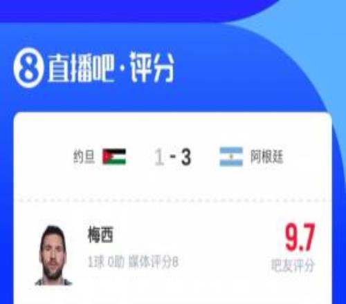 替补任意球破门！1.4万吧友评分梅西9.7：以后你们的现在还是我的