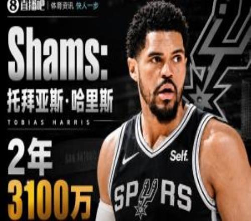 也算神射Shams：托拜亚斯哈里斯两年3100万加盟马刺！