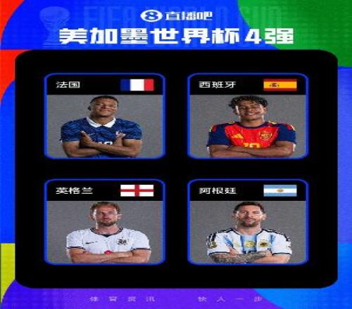 战力BIG4！世界杯四强战绩：法国全胜西班牙5胜1平，英阿均4胜2平