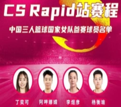 FIBA3x3系列赛CSRapid站中国女队名单：阿呷娜婧、杨衡瑜在列