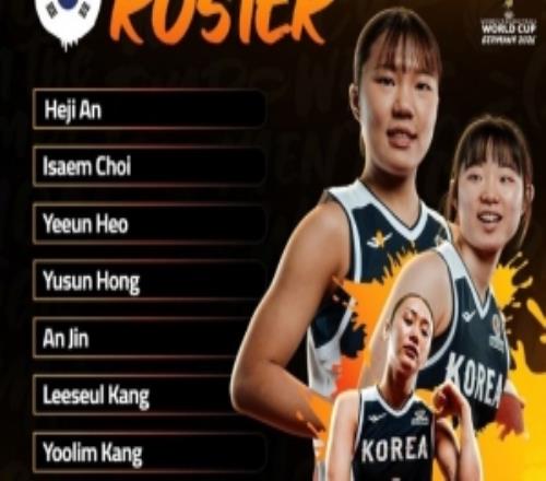 韩国女篮公布世界杯12人名单：姜怡瑟、朴智贤领衔
