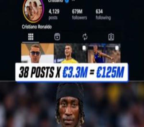 顶流价值！C罗1条广告330万欧，只发38条就相当于迪奥曼德转会费